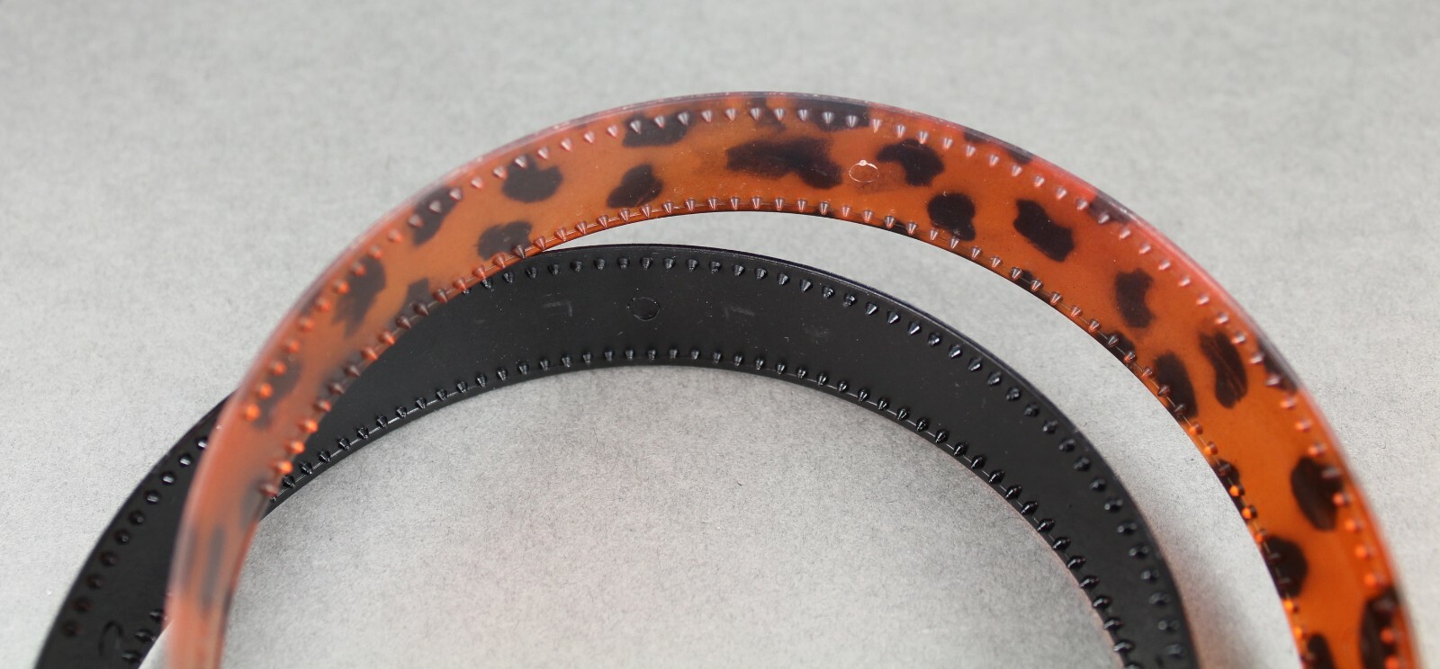 Brown Black set 2 plastic 1″ wide headband hair band grip teeth brown tortoise