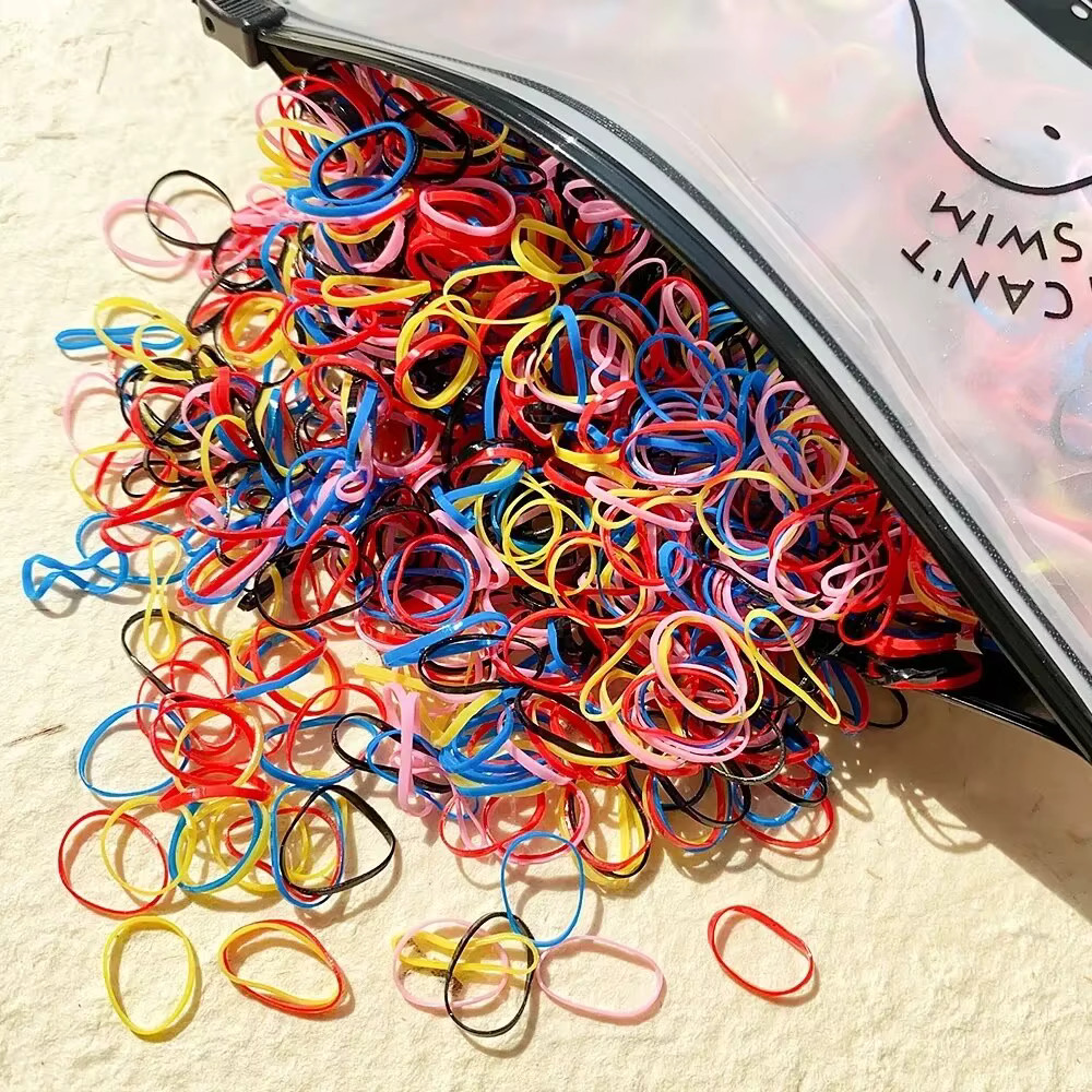 1000Pcs Colorful Small Disposable Hair Bands Scrunchie Girls Elastic Rubber Band
