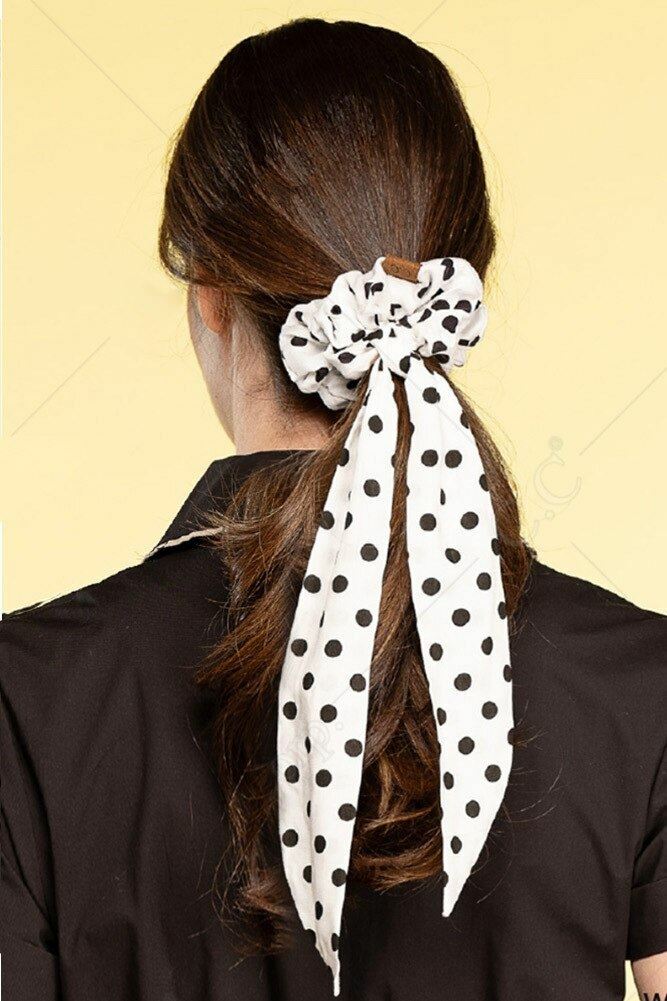 C.C Exclusive Polka Dot Soft Viscose Sash Scrunchie