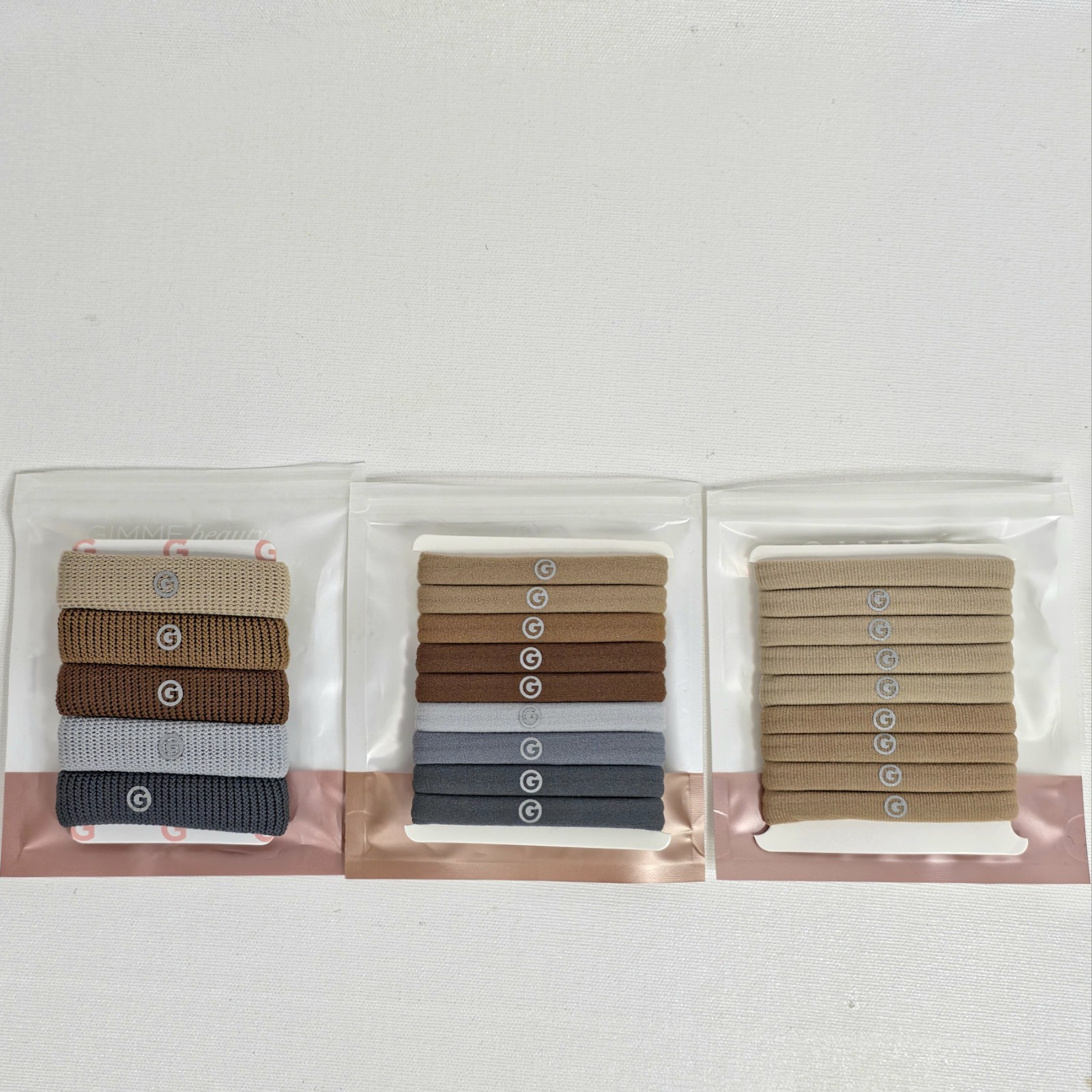 GIMME BEAUTY Thick & Any Fit Hair Bands Tie Lot 3 Packs (23 Bands Total) Neutral