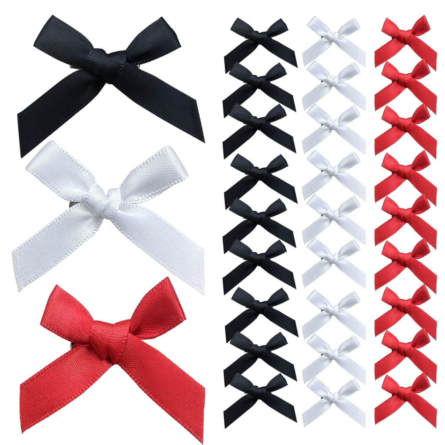 30 Pcs Hair Bows for Women, 3 Colors Mini Bowknot Ribbon Barrettes Hair Clips, C