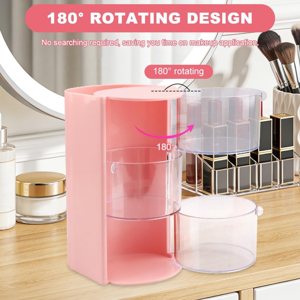 Olnverath 3-Layer Hair Accessories Organizer with Brush Holder, Pink