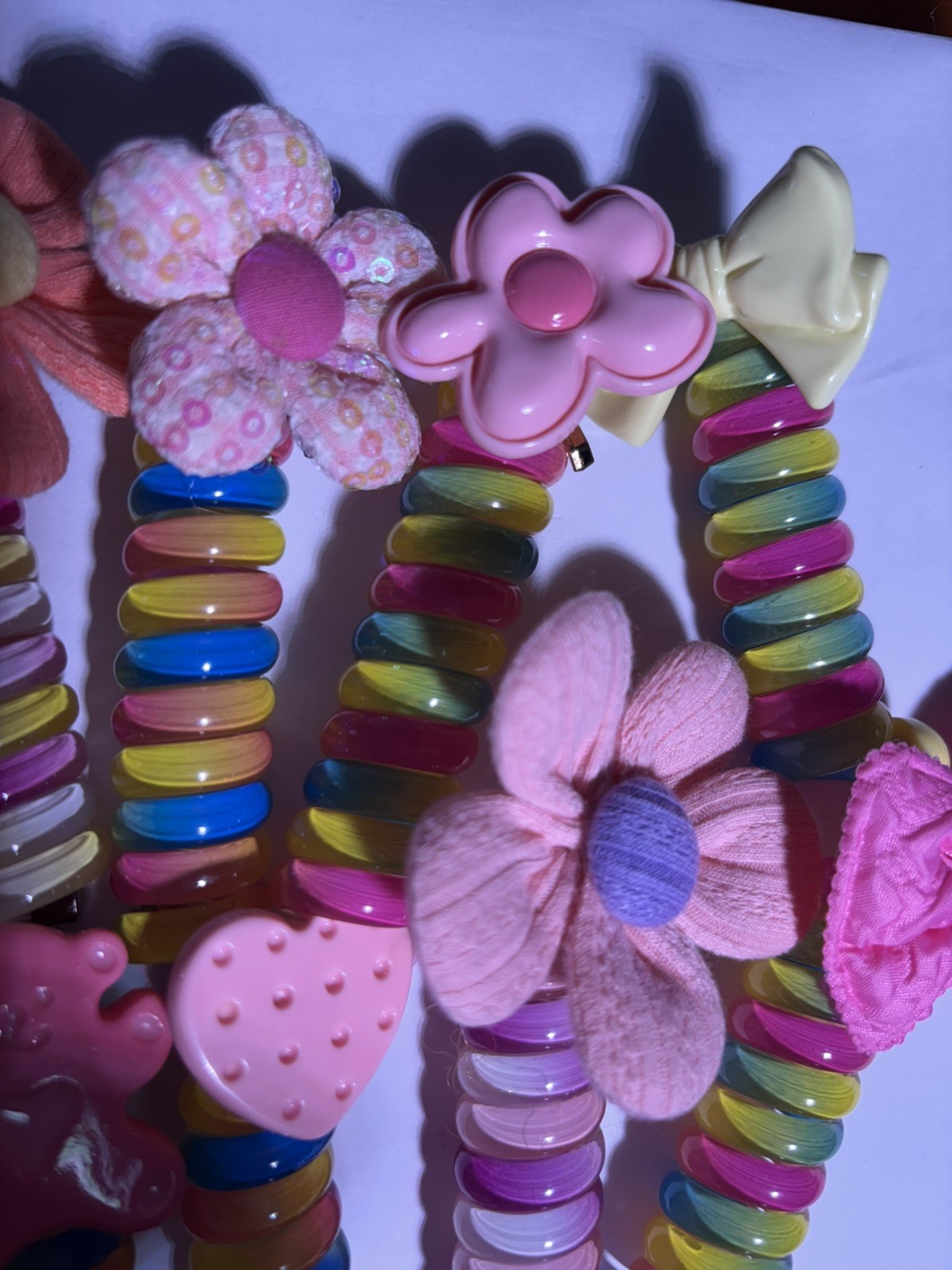 (8)-Colorful Telephone Wire Hair Bands for Kids, Bowknot Braided Spiral Hair Tie