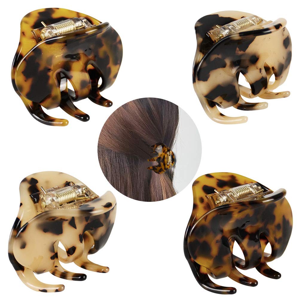 4 Pack 2.1 Inch Hair Claw Clips Tortoise Shell Cellulose Acetate Resin Hair Barr