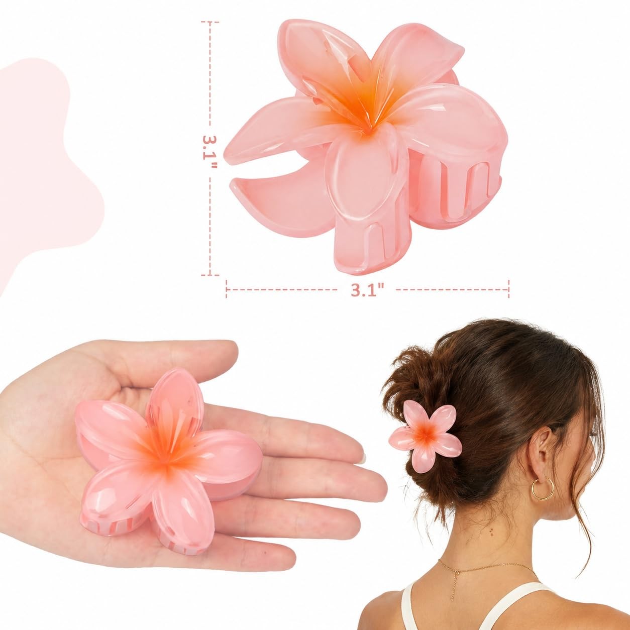 6 Pcs Flower Hair Claw Clips for Women, 1 Count (Pack of 6), Multicolor
