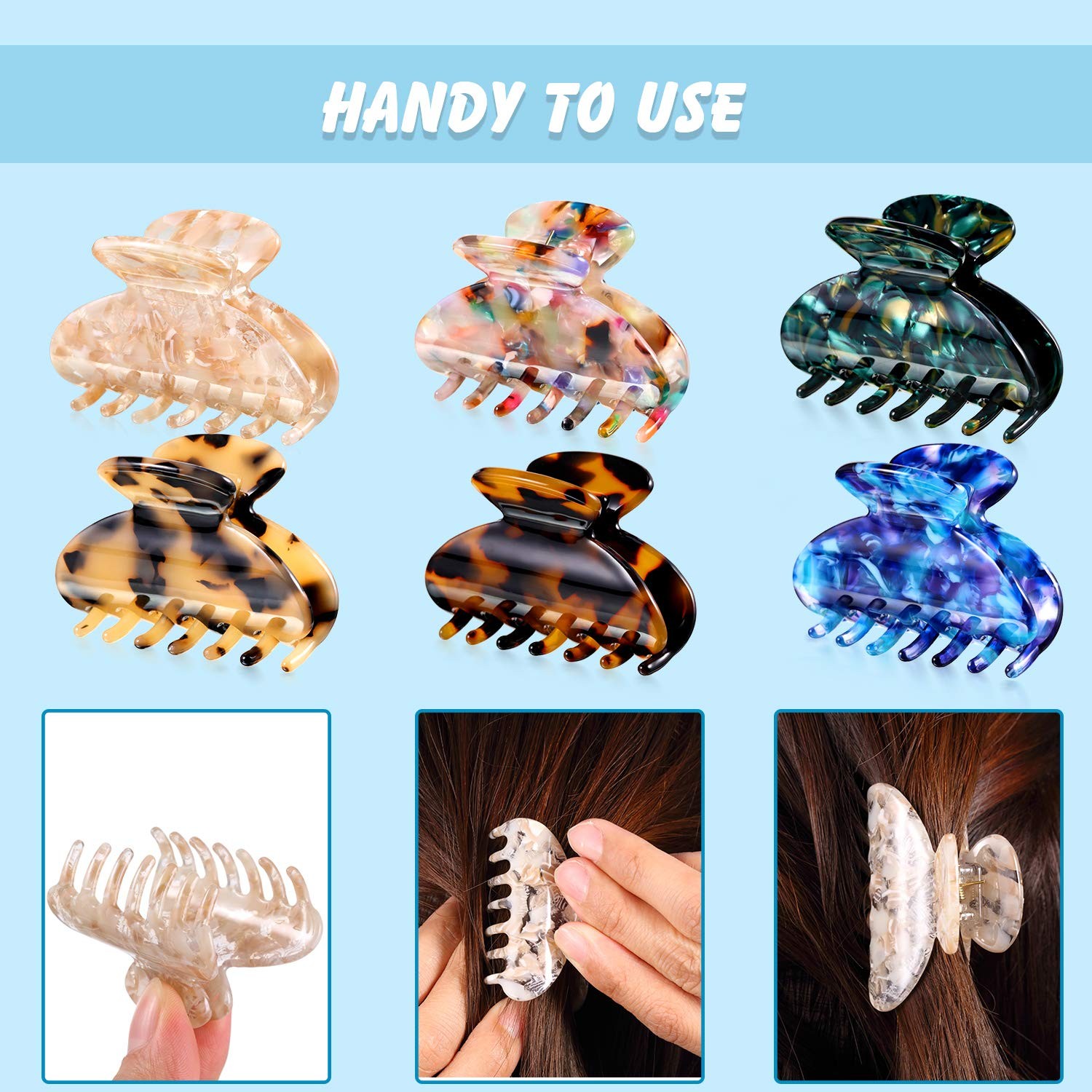 6 Pieces Tortoise Shell Hair 6 Count (Pack of 1), Assorted,Tortoise
