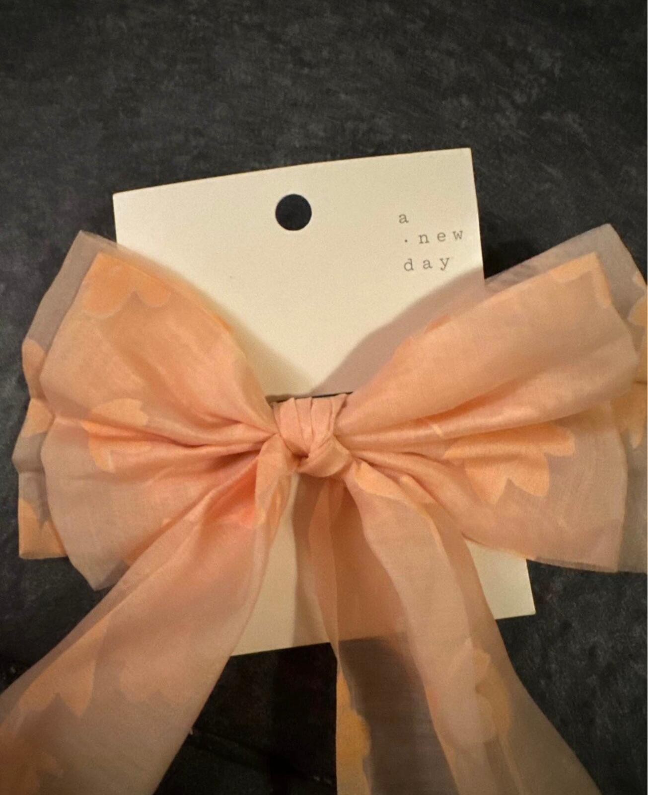 a new day sheer peach floral hair bow clip
