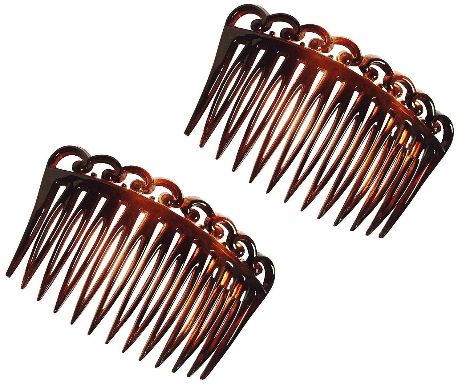 Parcelona French Set of 2 Medium Swirl Shell Side Hair Combs