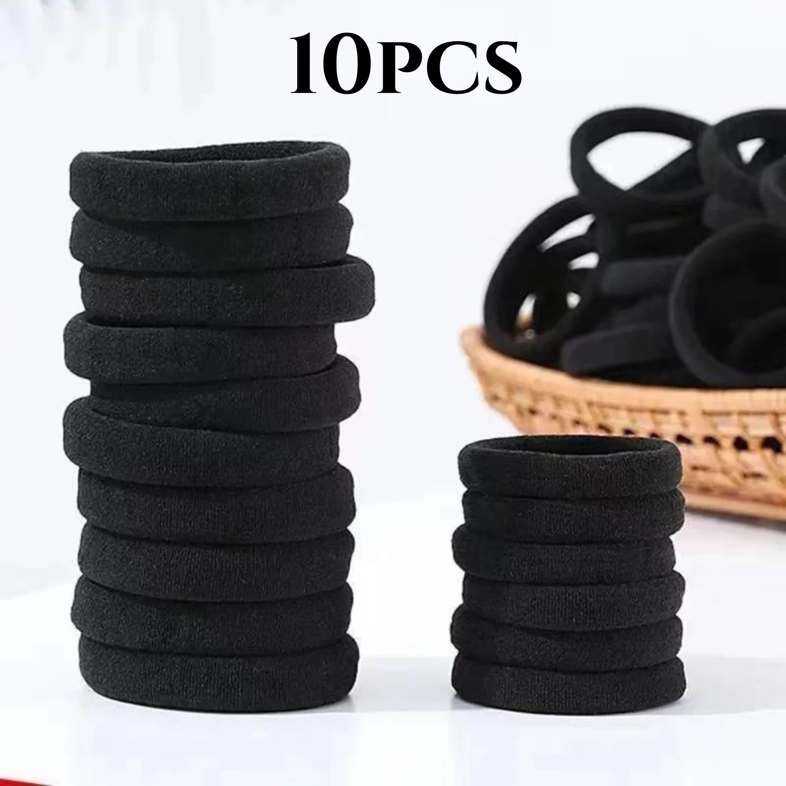 10 PCS Black Hair Ties High Stretch Elastic Ponytail Holders Hair Accessories