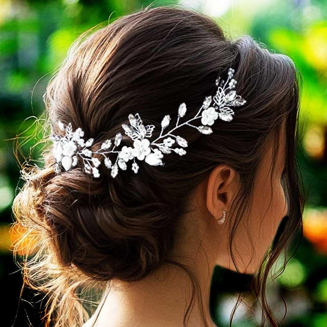 Flower Wedding Hair Vine Crystal Bridal Accessories Pearl Bride Pieces Women