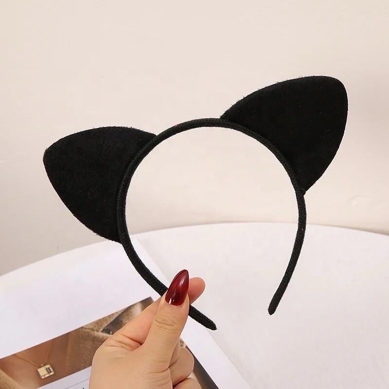 Black Cat Ears Headband Adult Women Teen Dress-up Halloween
