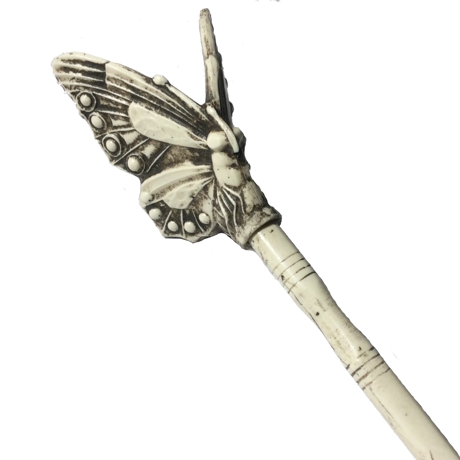 Butterfly Hair Stick faux Ivory Chopsticks Bun Jewelry Made in USA #54