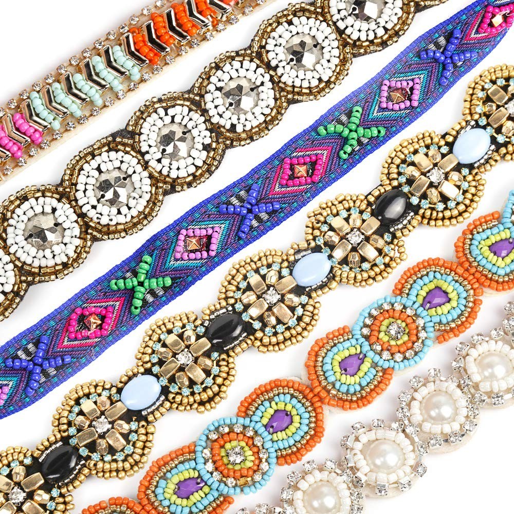 6pcs Hairbands for Women, 6 Rhinestone Beaded Headbands, Head Bands for Women…