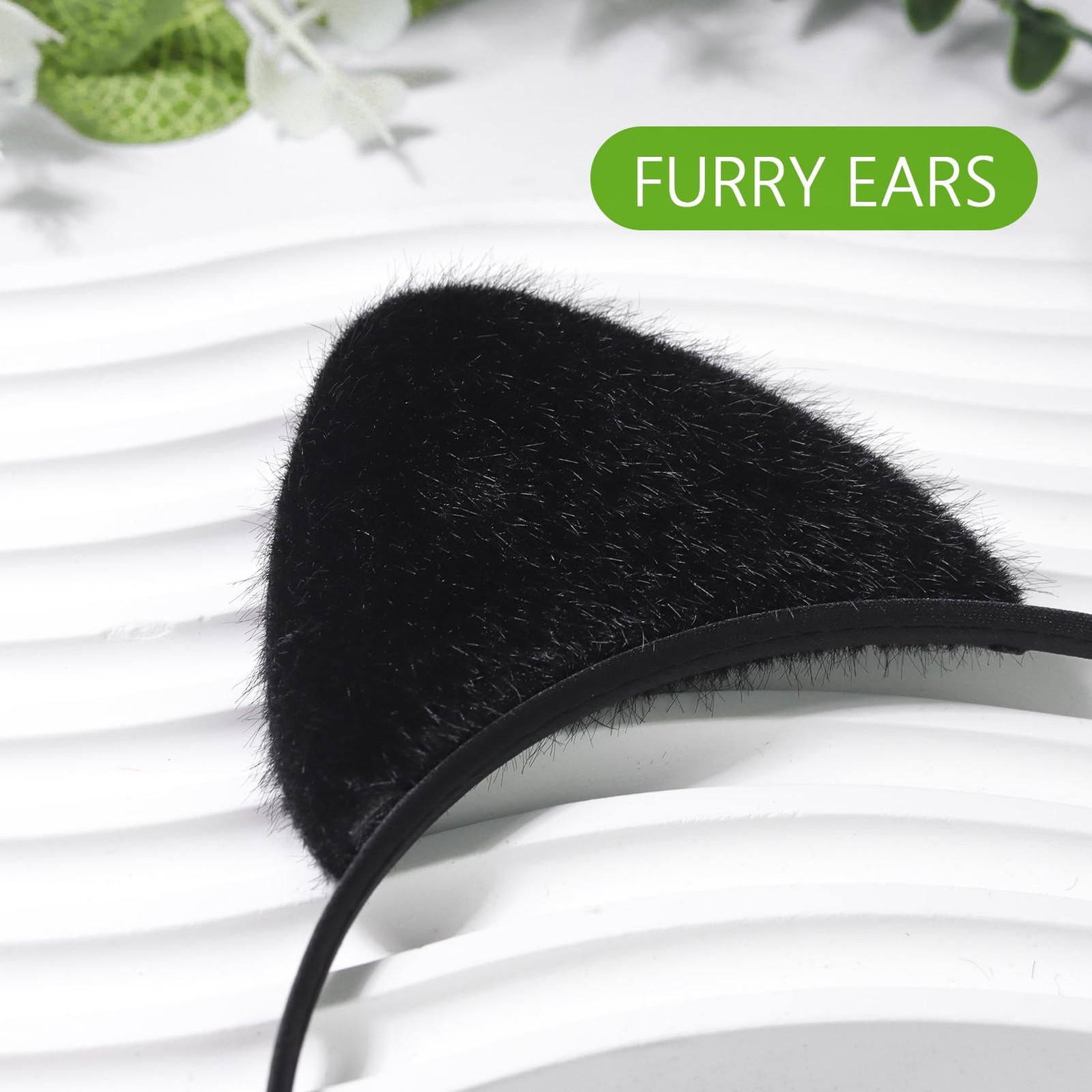 Wgyanjie Black Cat Ears Headband Furry – Halloween Woman One Size,
