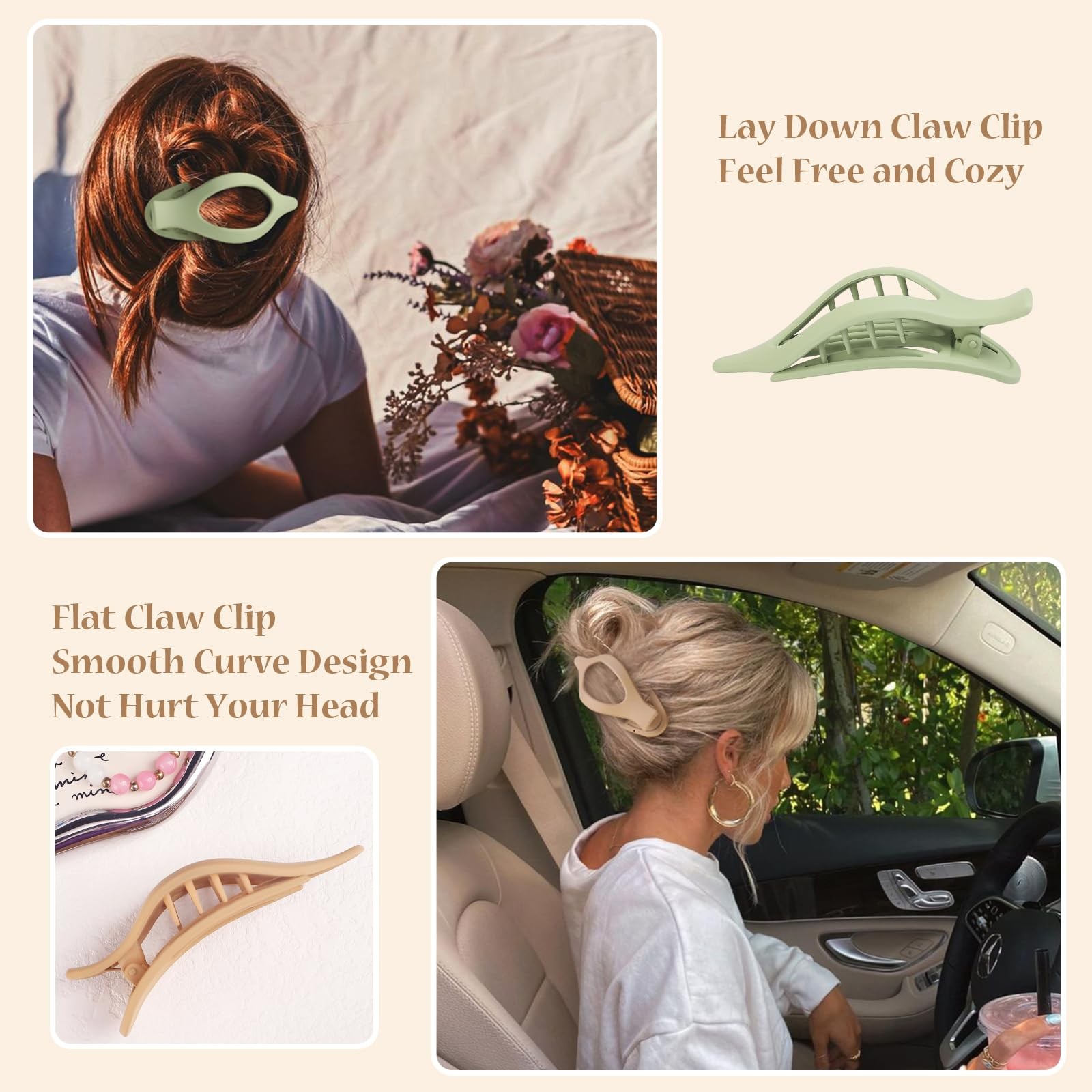 CHANDAT Flat Hair Clip 6 pcs Lay Down Claw 1 Count (Pack of 6), Colorful
