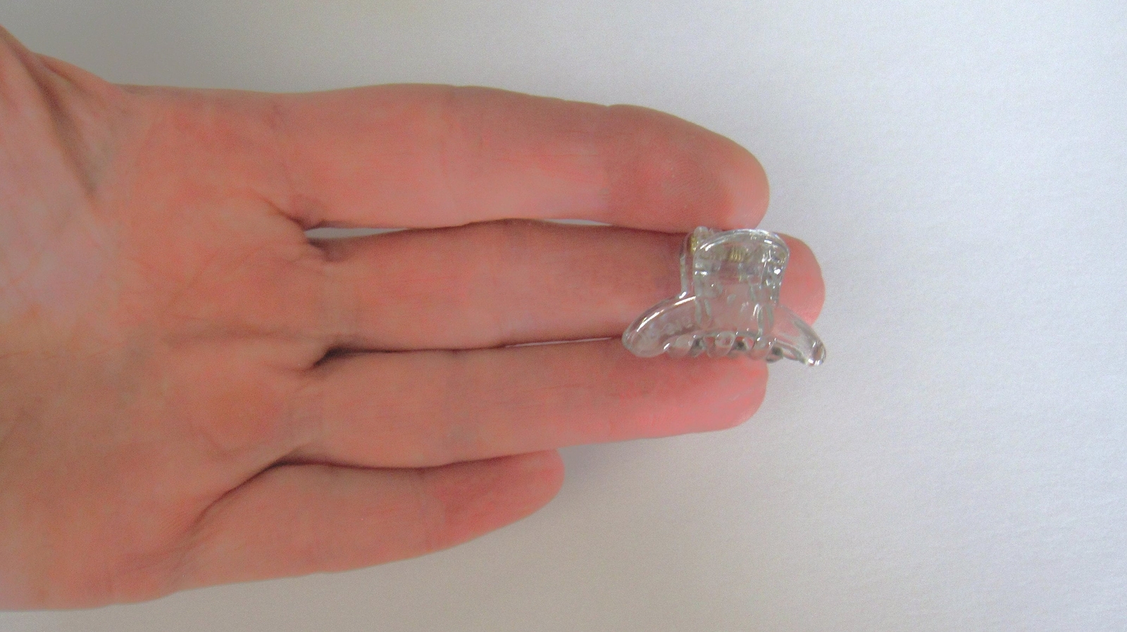 Extra tiny mini clear transparent peach gray hair claw clip for fine, thin hair
