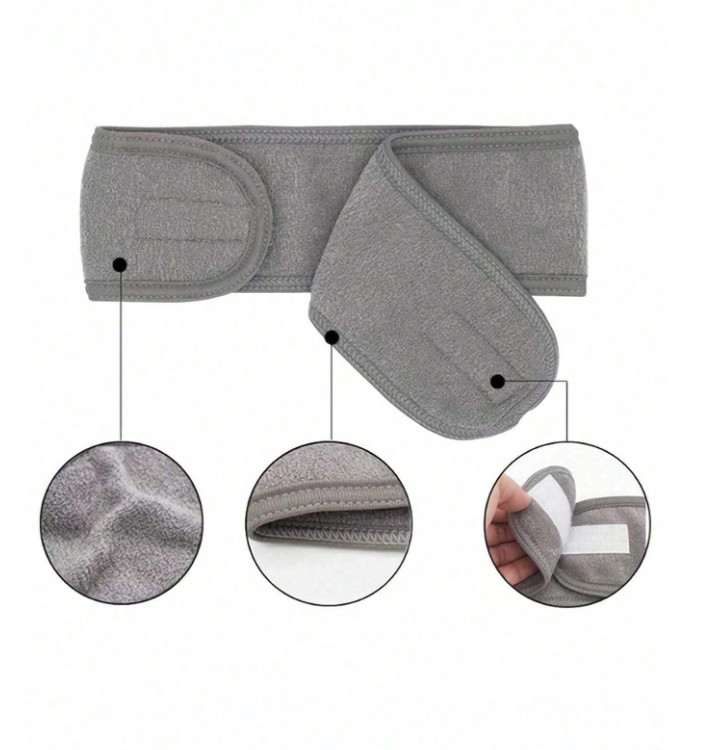 1pc Adjustable Non-Slip Spa Headband – Soft Wide Band for Makeup & Skincare – V2