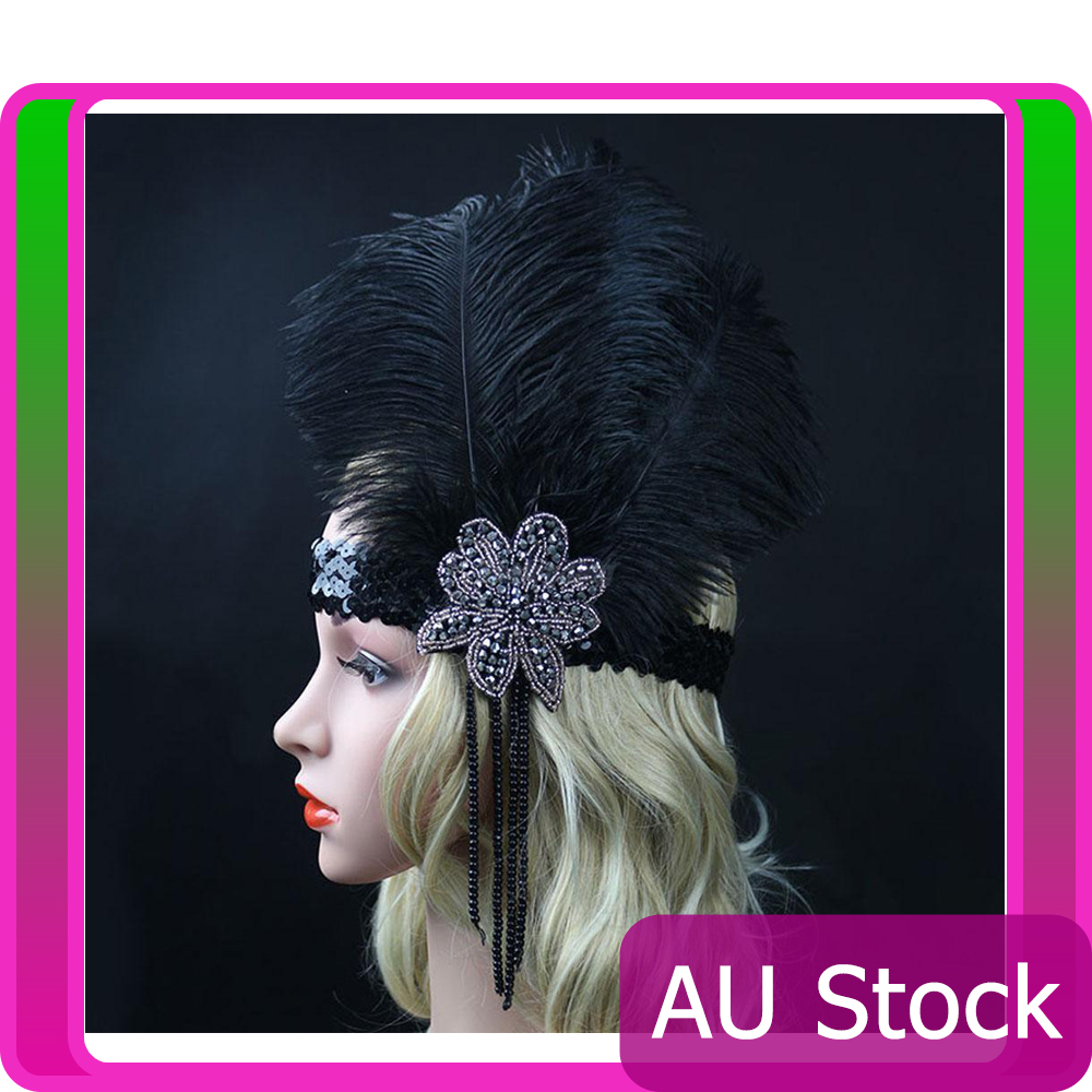 1920s Headband Vintage Bridal Gatsby 20s Flapper Feather Gangster 20’s Headpiece