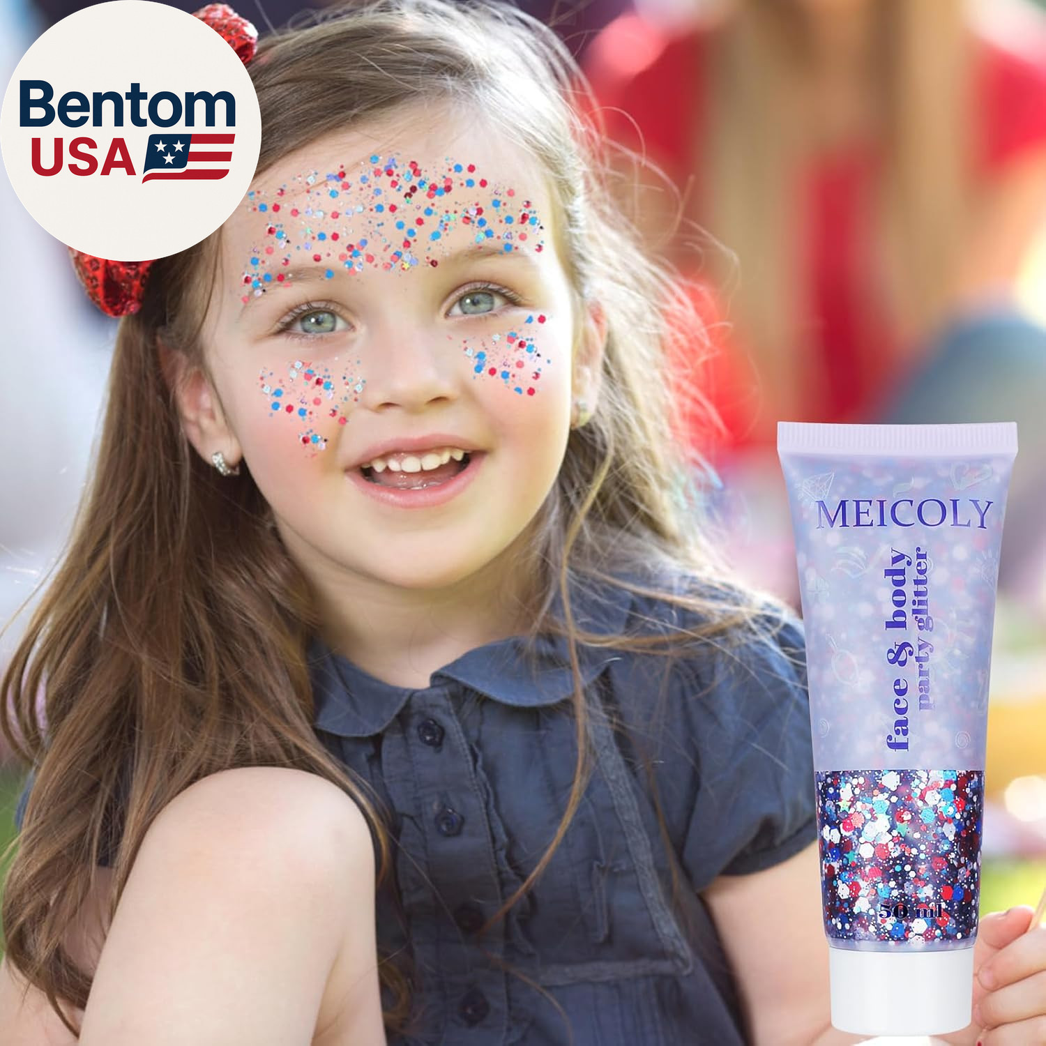 Red White and Blue Body Glitter,4Th of July Patriotic Accessories Hair Glitter f