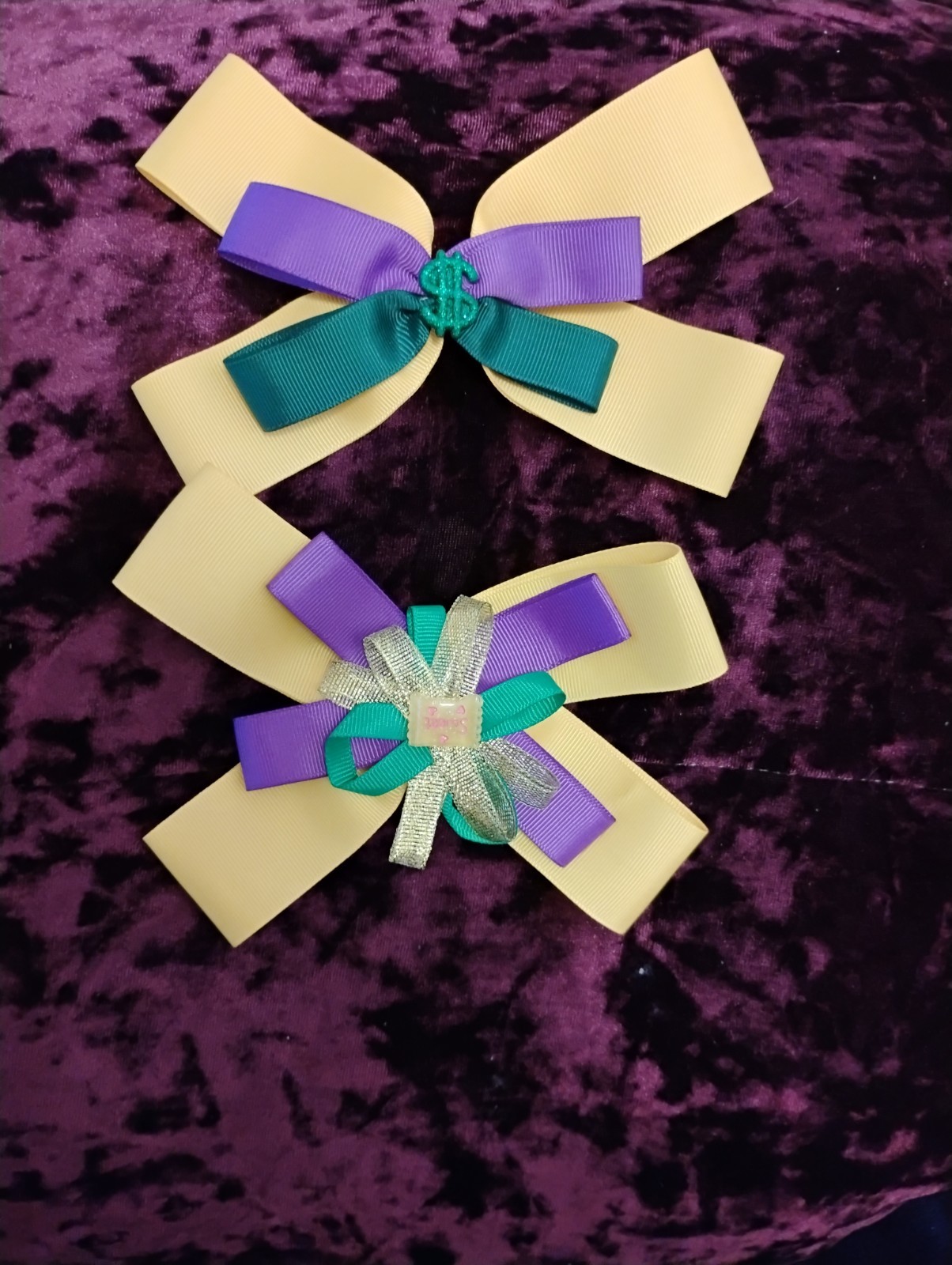 Colorful Solid Fabric Hair Bow Set Purple Green Beige Casual Women Teens
