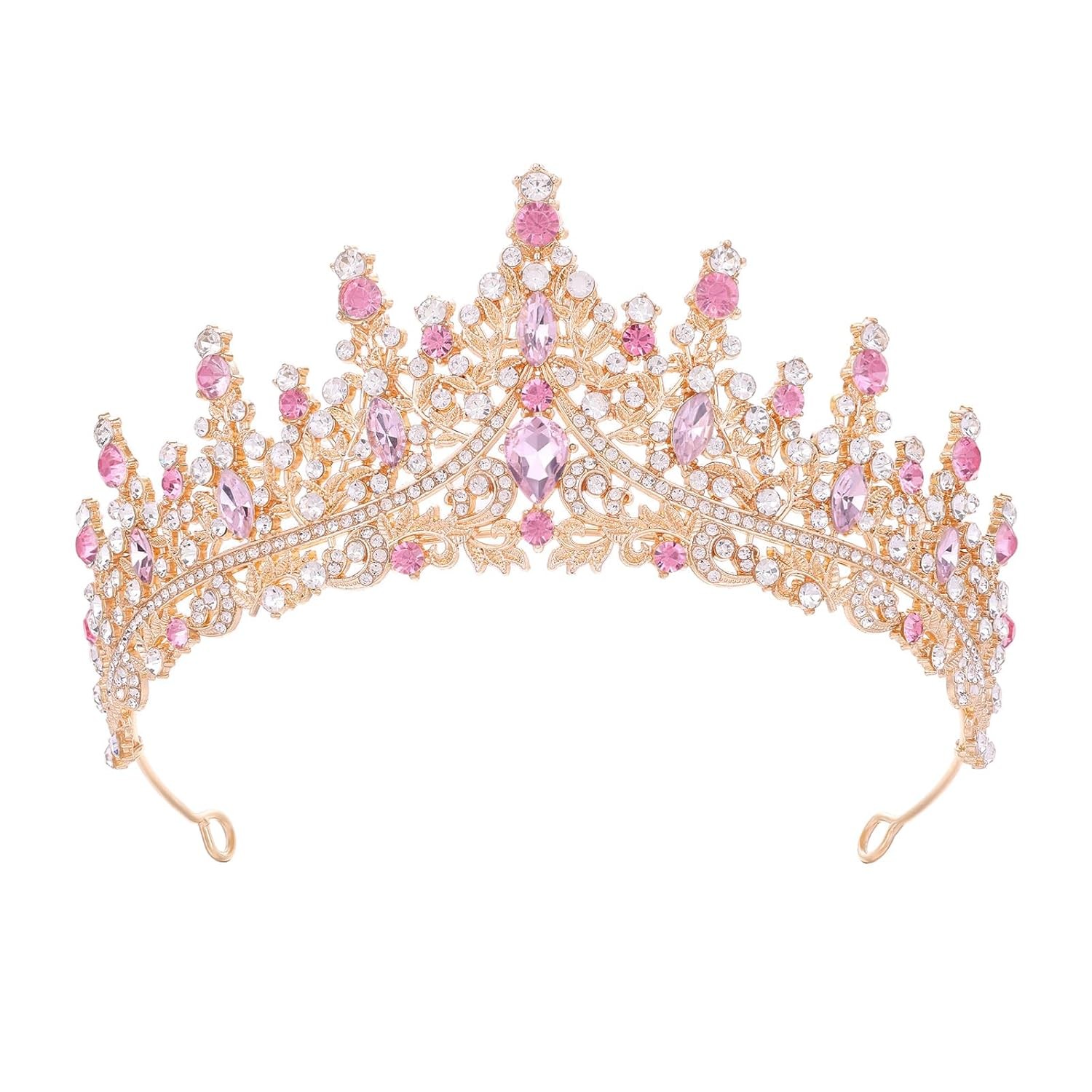 Pink Tiara for Women Crystal Queen Crowns Rhinestone Princess Tiaras