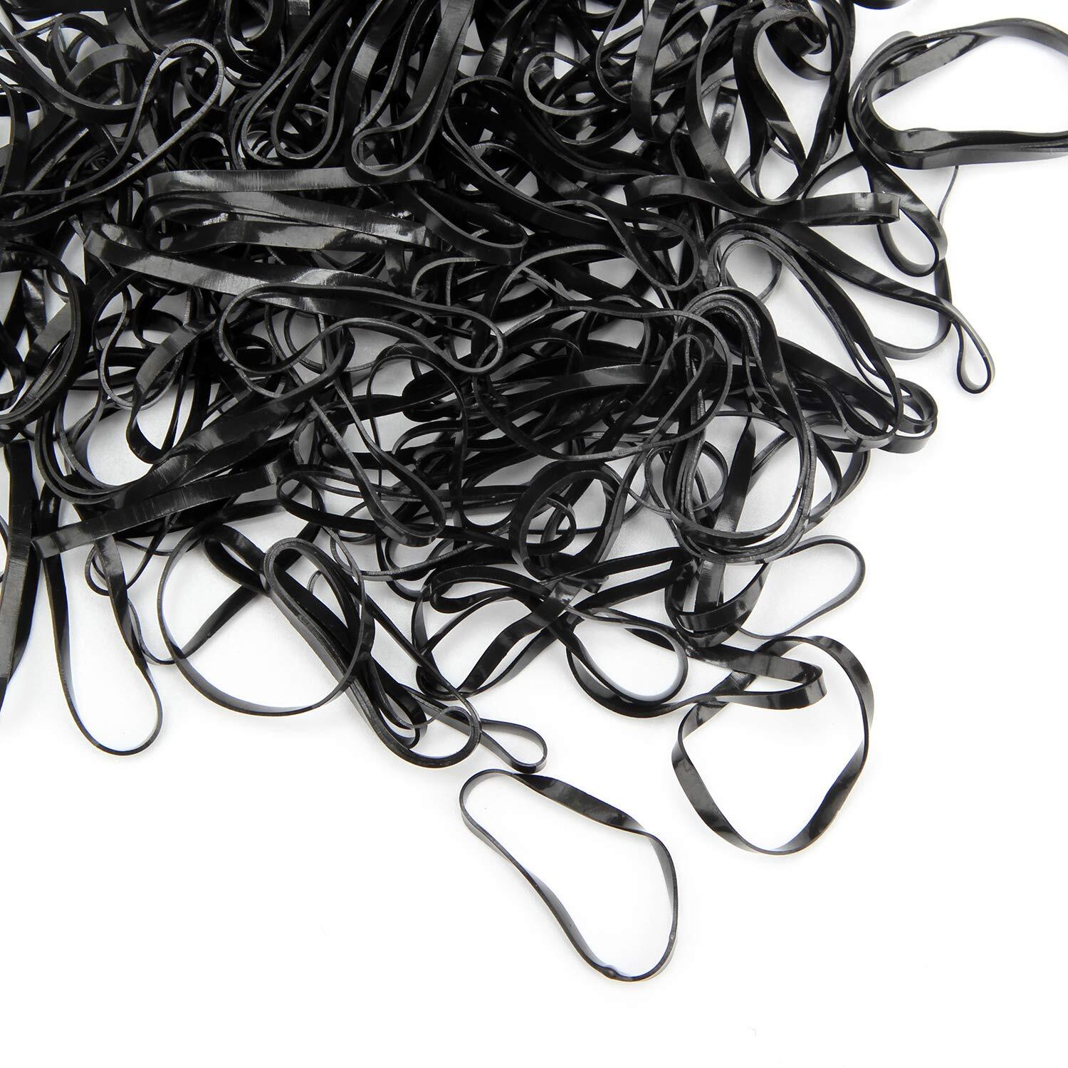 HOYOLS Black Elastic Hair Ties Rubber Bands Mini Polyband Soft Pack 1500