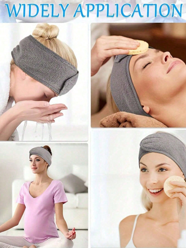 1pc Adjustable Non-Slip Spa Headband – Soft Wide Band for Makeup & Skincare – V2