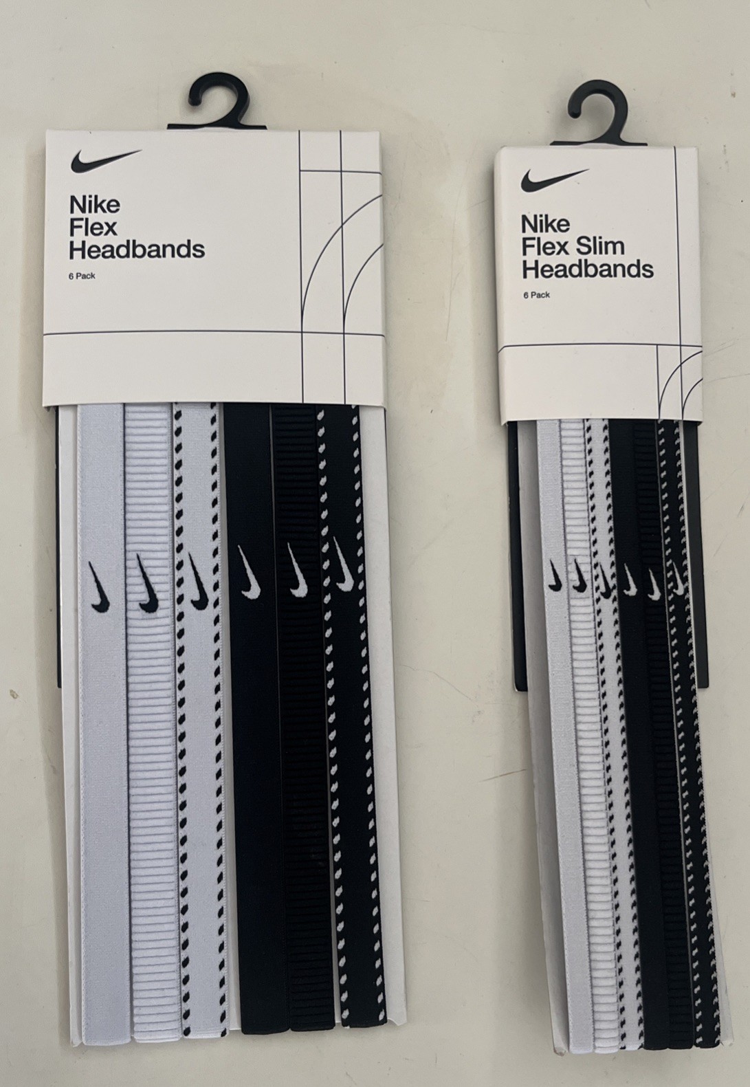 Nike Headbands Lot Of 2 6 Packs Headbands Hairbands Black/White Regular And Slim