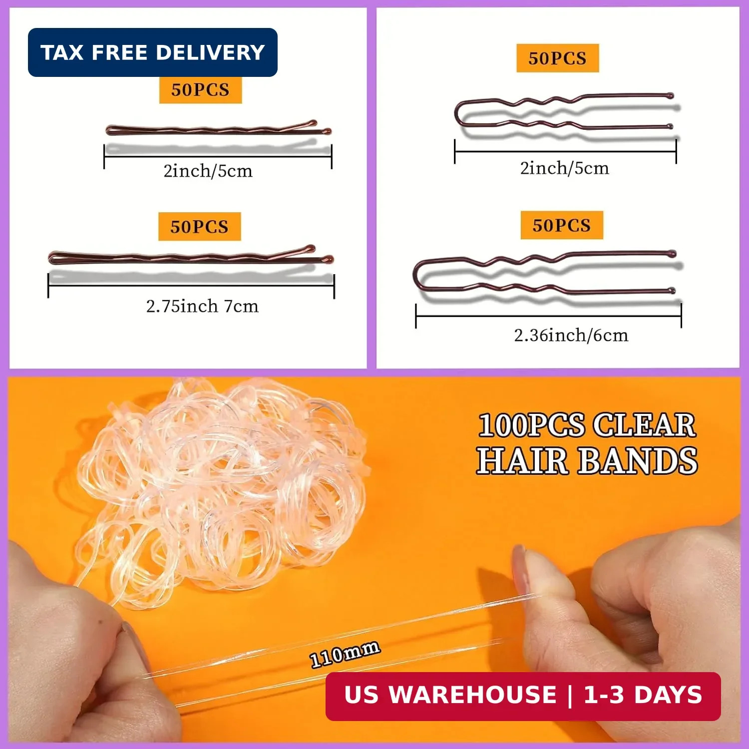 Teenitor 300pcs Bobby Pins Hair Pins Kit, 100 Hair Pin for Women 100 Bobby Pins