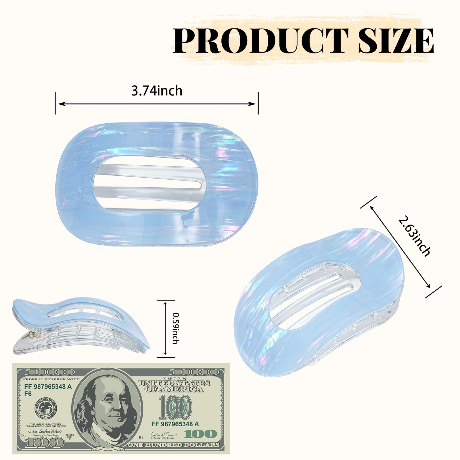 Lourny Flat Hair Clips for 1 Count (Pack of 1), Yellow+Blue+Pink+Purple
