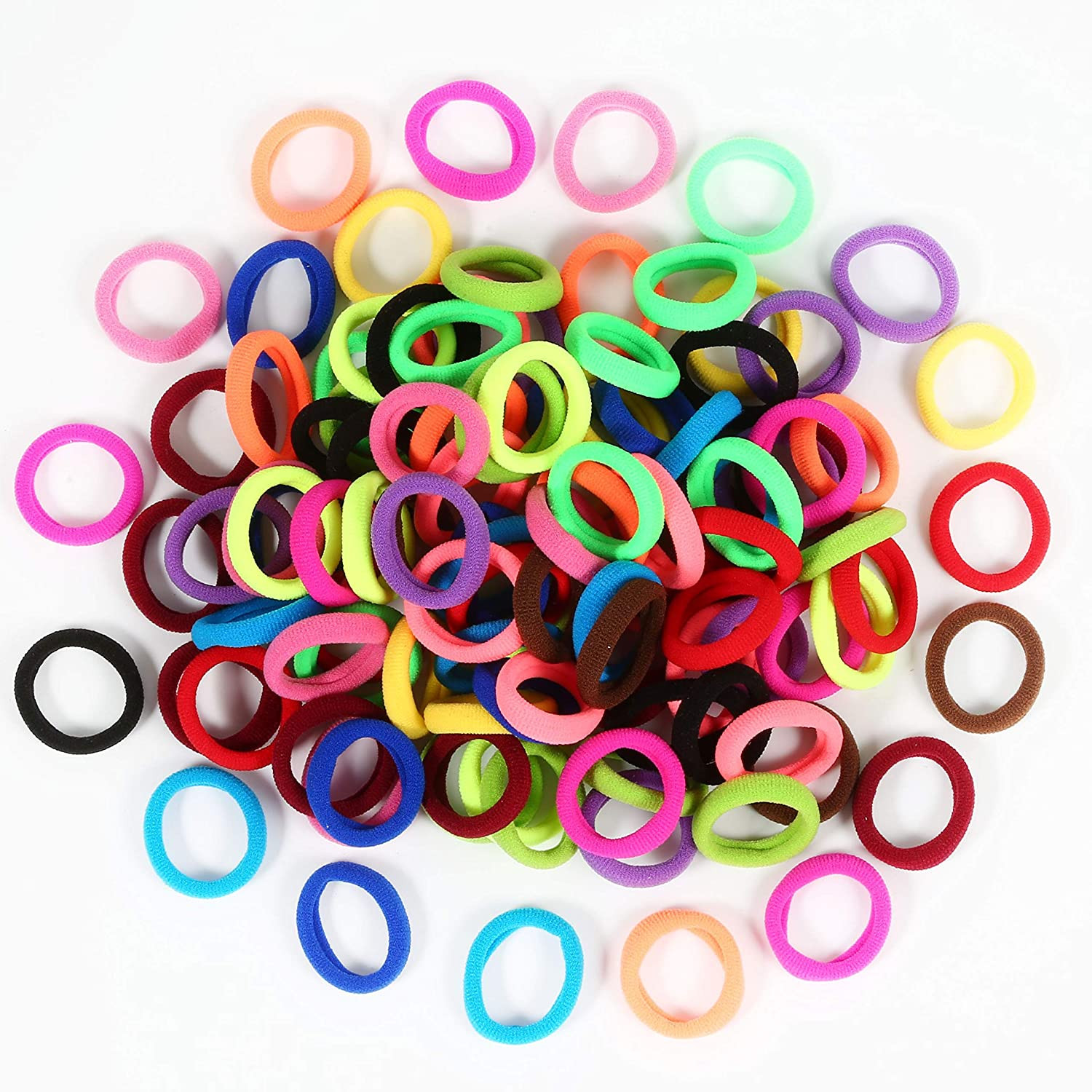120 Pcs Cotton Hair Ties Toddler Kids Multicolor Elastic Bands Seamless Set 15Pk