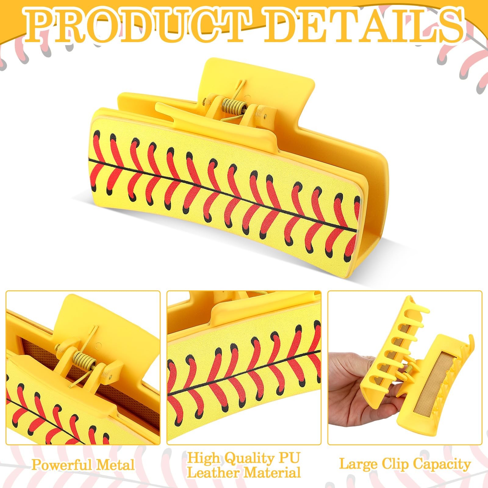 XunYee 6 Pcs Softball Hair Accessories for Women 4 Inches Cute