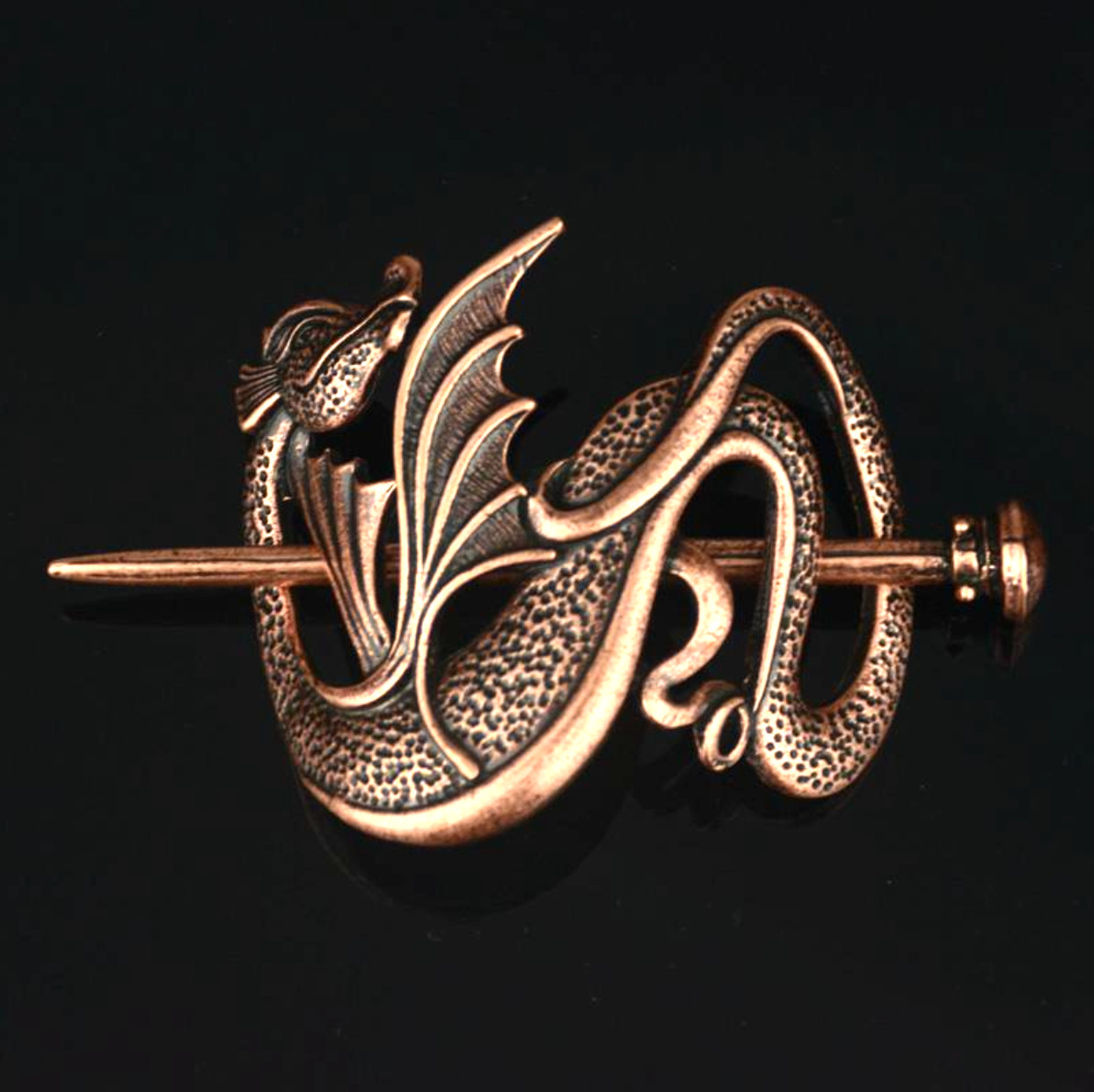 🐉 Vintage Bronze Dragon Hair Slide / Hair Stick Holder – Fantasy Celtic Renaiss