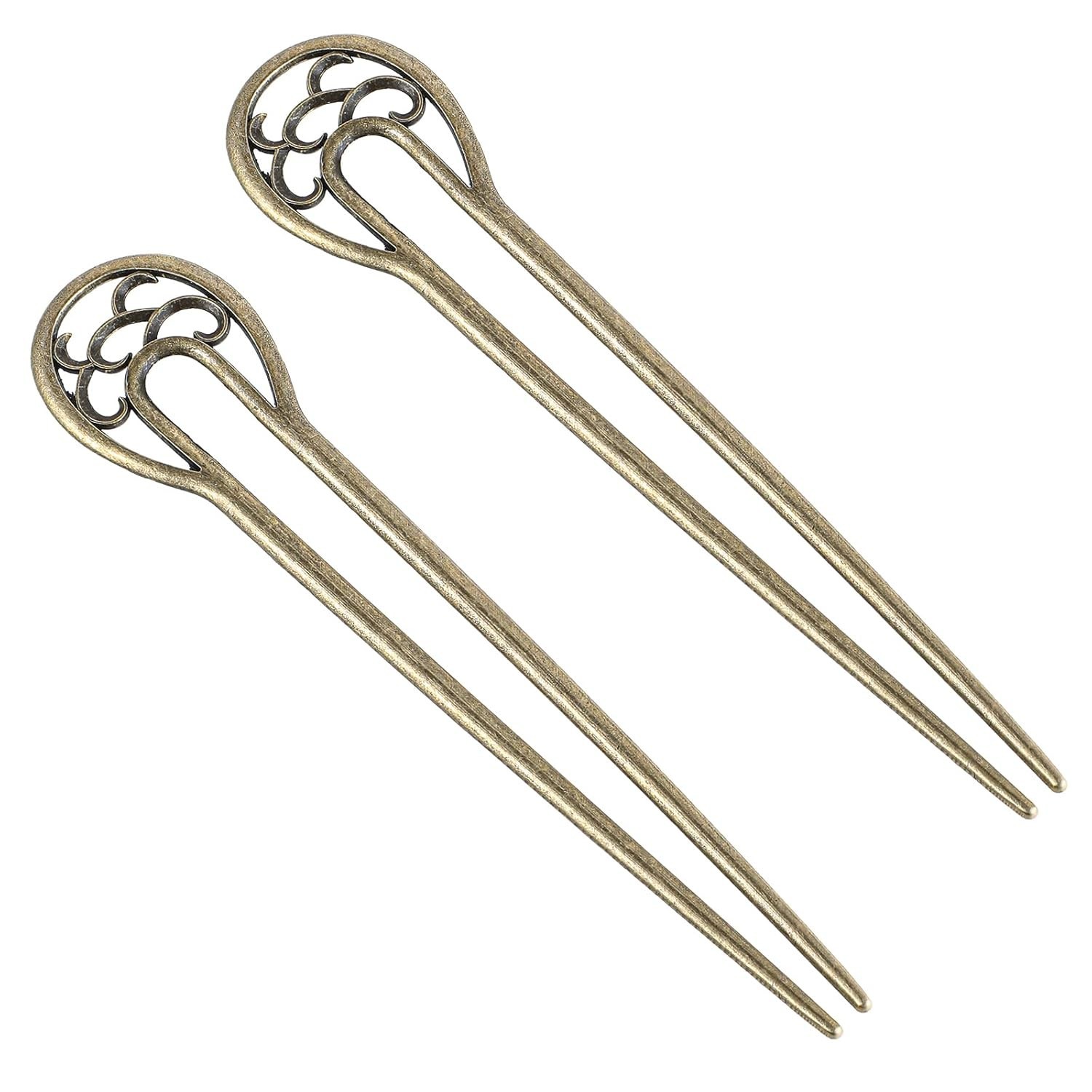2Pcs Metal U Shaped Hairpin Large French Hair Pins Vintage Hair Sticks Hair Fork