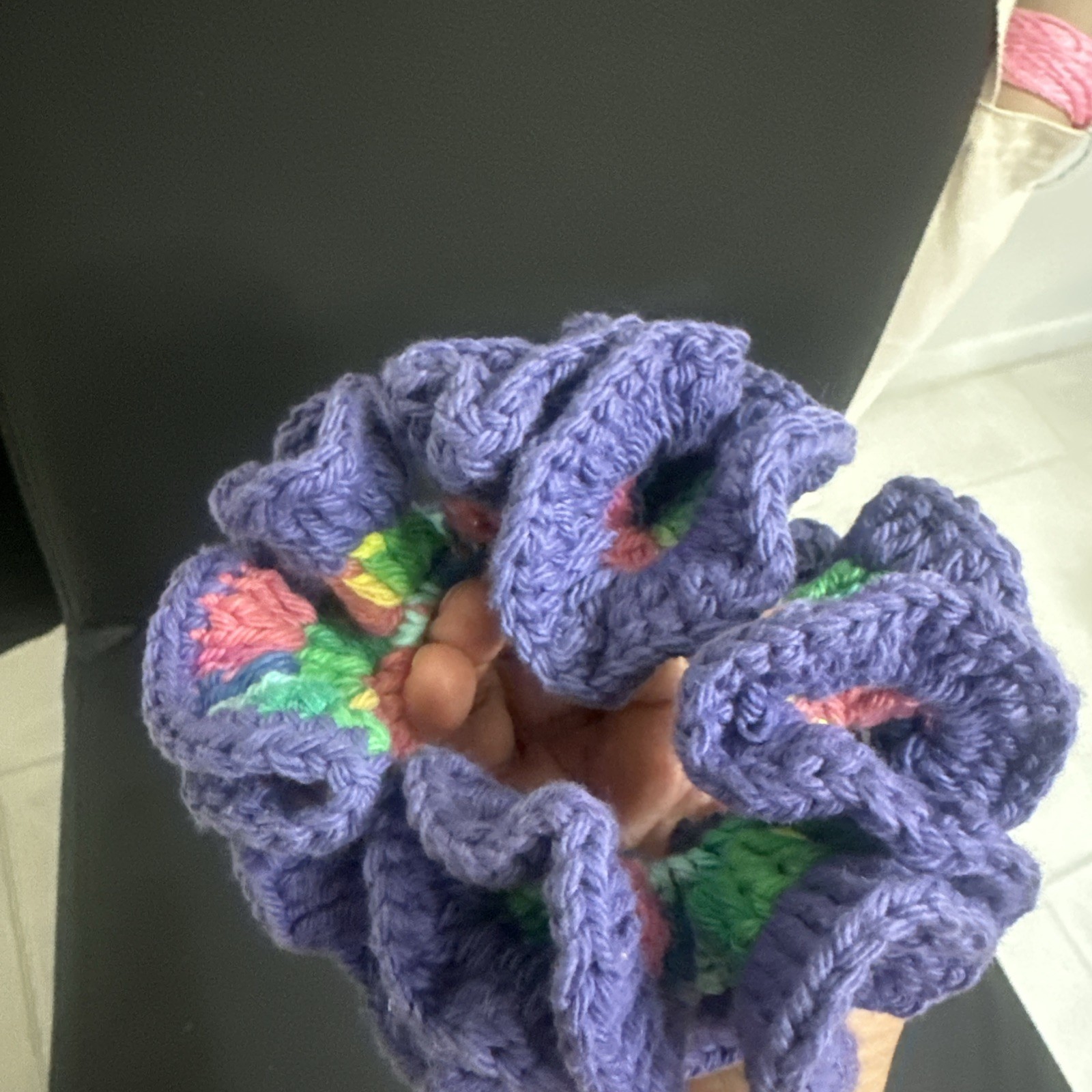 Handmade Crochet Scrunchie Hair Tie Cotton Elastic BIG
