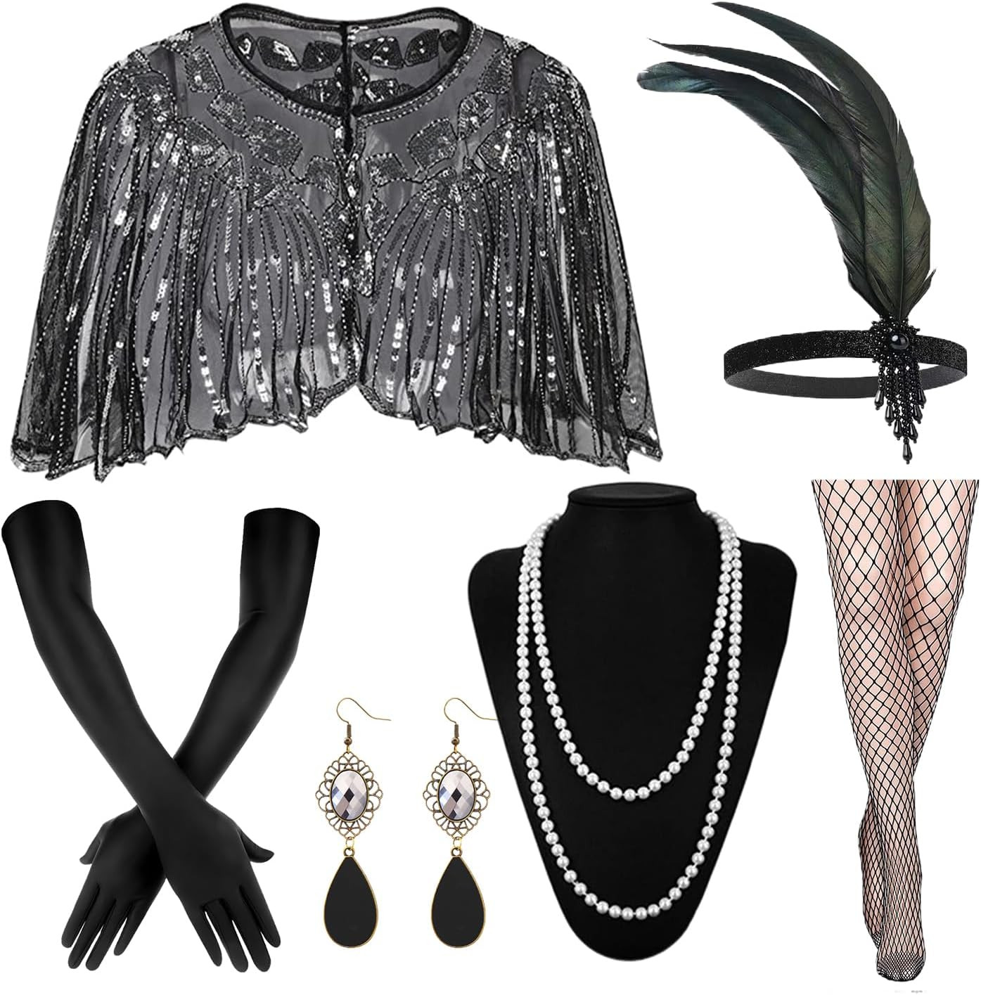 1920s Flapper Accessories Set for Women Roaring 20s Accessories Great Gatsby Cos