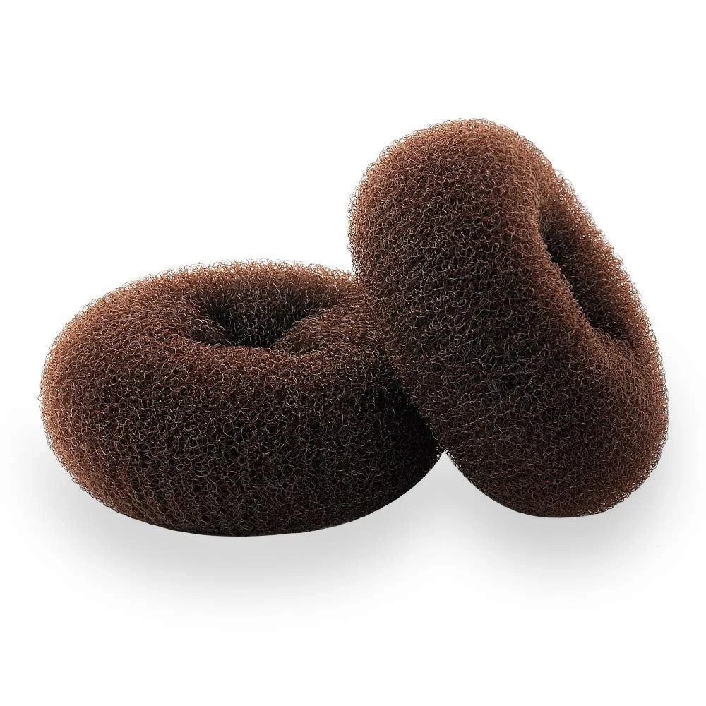 Hair Donut Bun Maker, Ring Style, 2PCS Large (Pack of 2), Brown