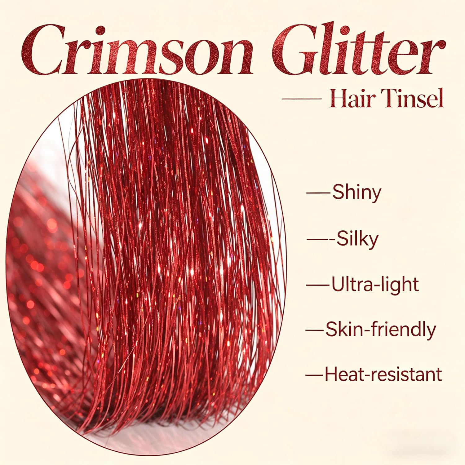Red Silver Blue Mix Clip in Hair Tinsel 6Pcs Heat Resistant Sporty Hair Extensio