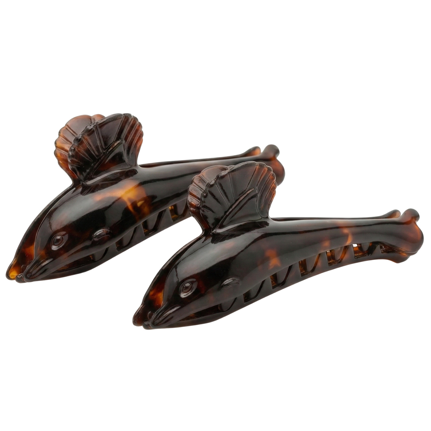Parcelona French Dolphin Hair Claw 2.25″ Tortoise Shell Acetate Jaw Clip Set of