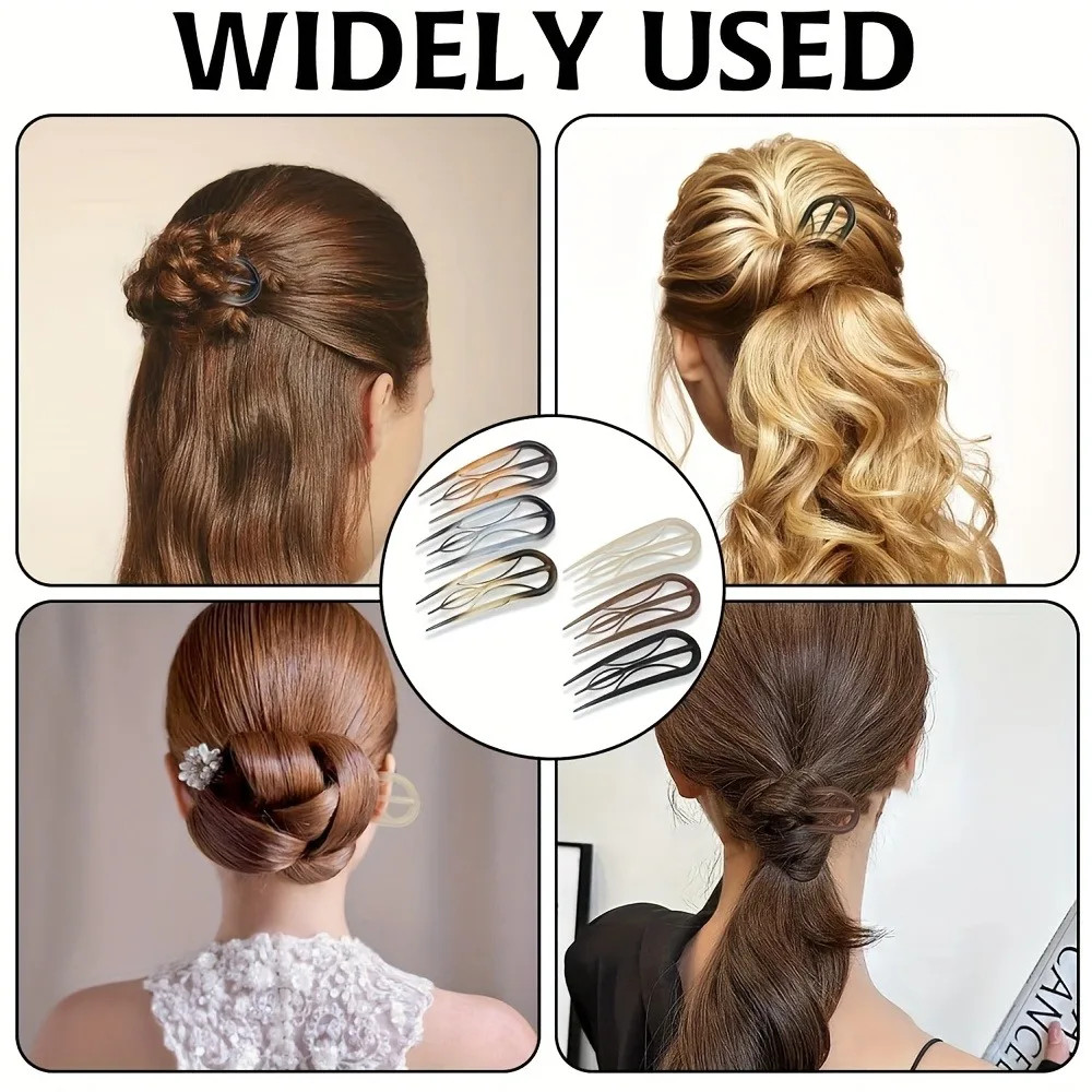 Set of 3 French-Style Hair Clips – U-Shaped Acetate Hair Clips, Suitable for Bra