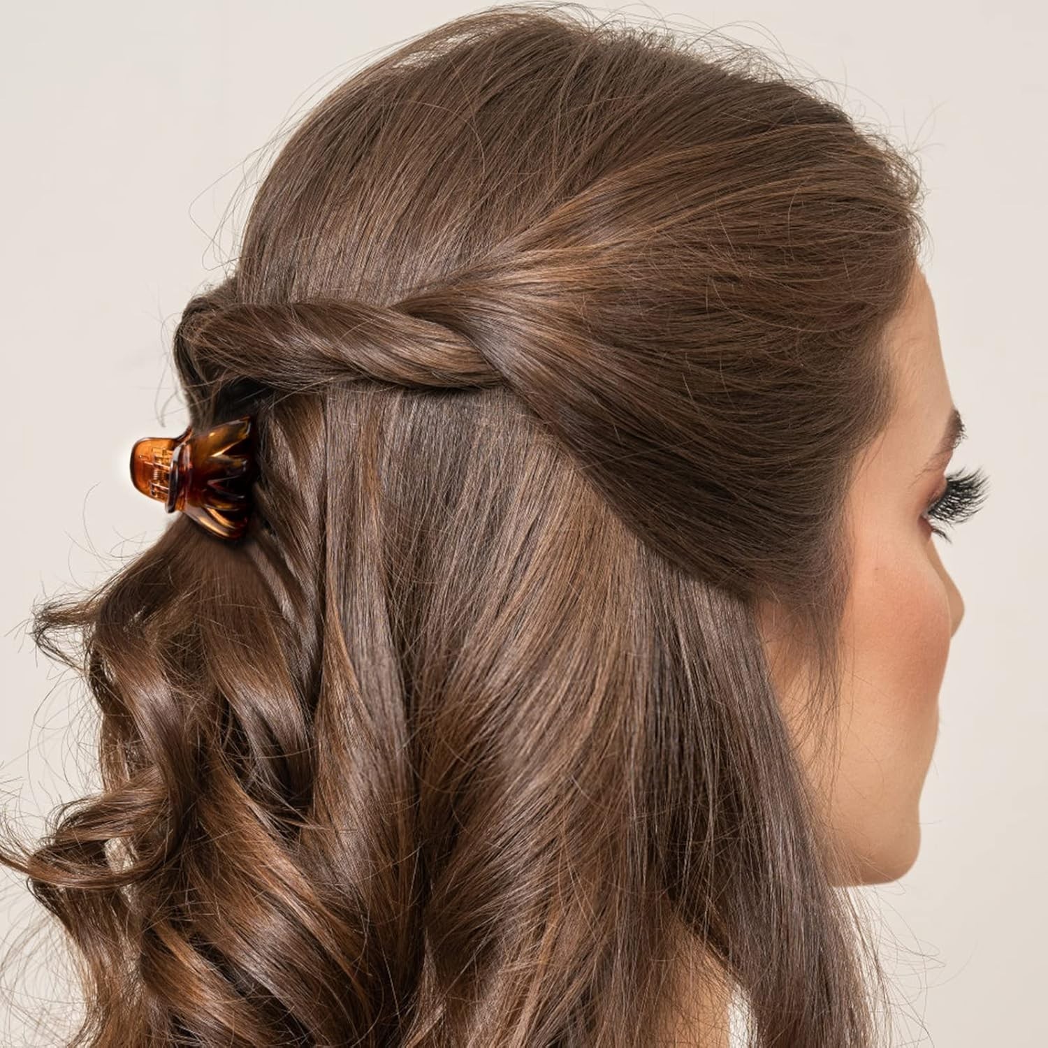 10 pcs Hair Clips Small 1.57 in Octopus Claw Clips Medium Jaw A-Black+Brown