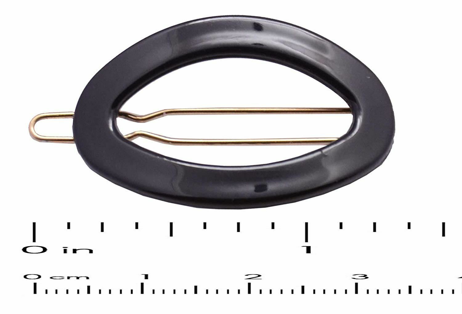 Parcelona French Eggie Oval Shell Black Mini Snap on Hair Clips Barrette
