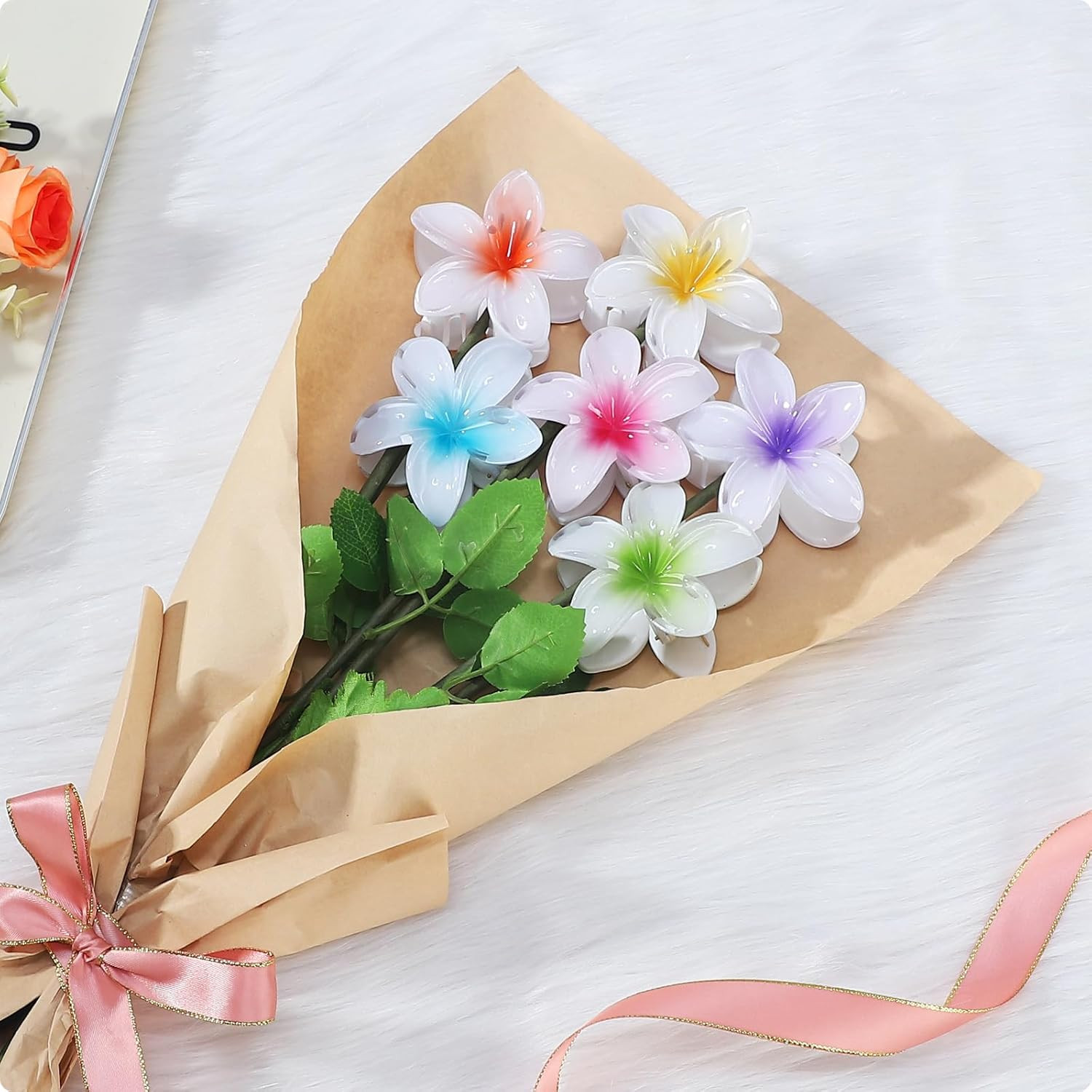 Flower Hair Clips 6 PCS Hawaiian Claw Clips for Vacation Hibiscus Hair Claw Clip
