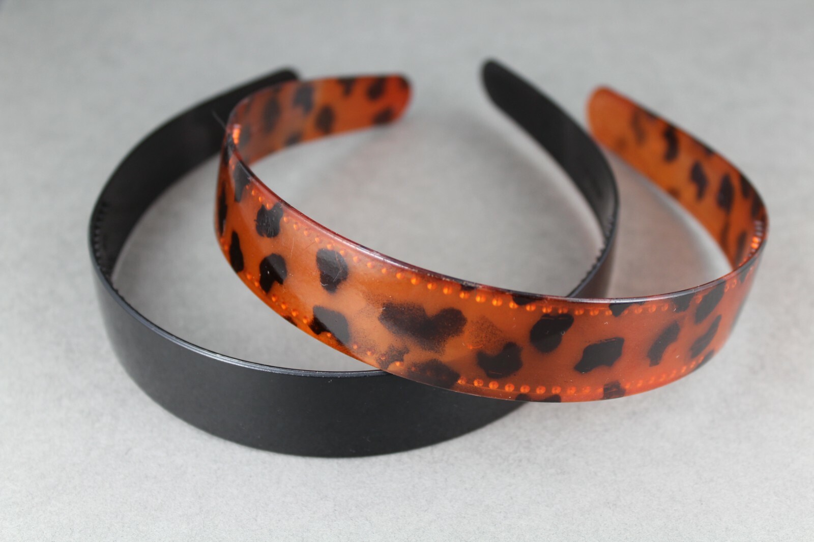 Brown Black set 2 plastic 1″ wide headband hair band grip teeth brown tortoise