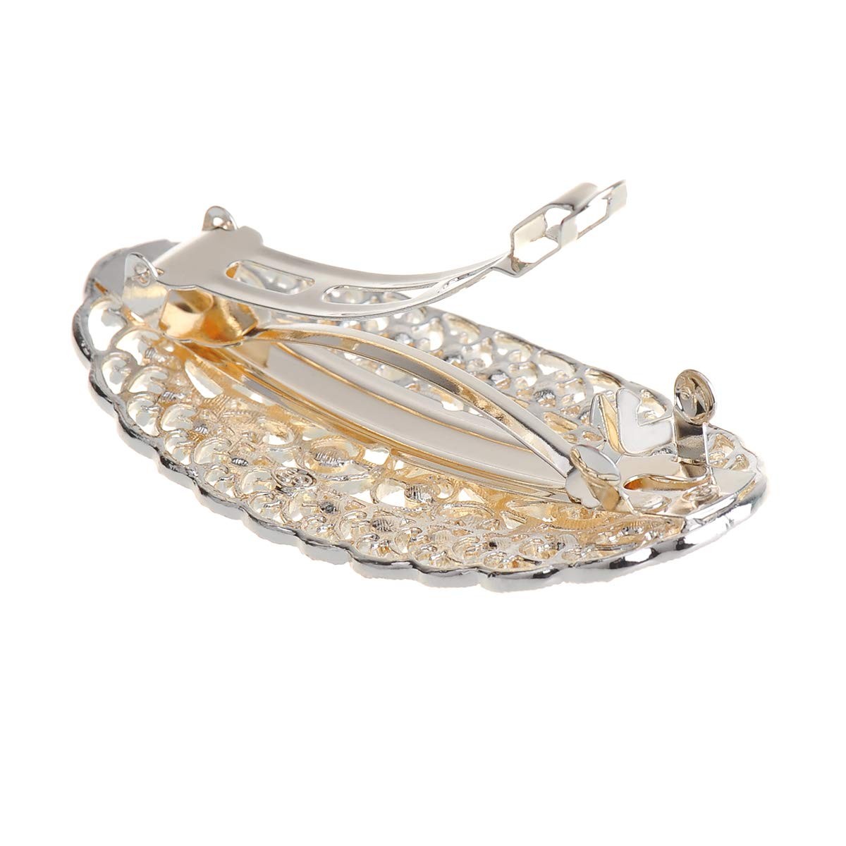 Elegant Faux Pearl White Flower Design Spring Automatic Hair Barrette Hairpin