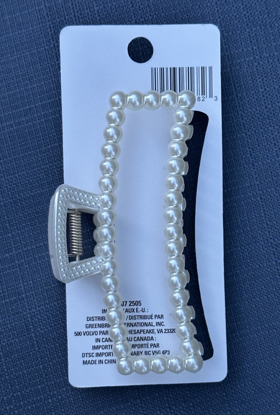 2x Pearl Rectangle Hair Claw Clips White Jaw Clips French Style Hair Accessories