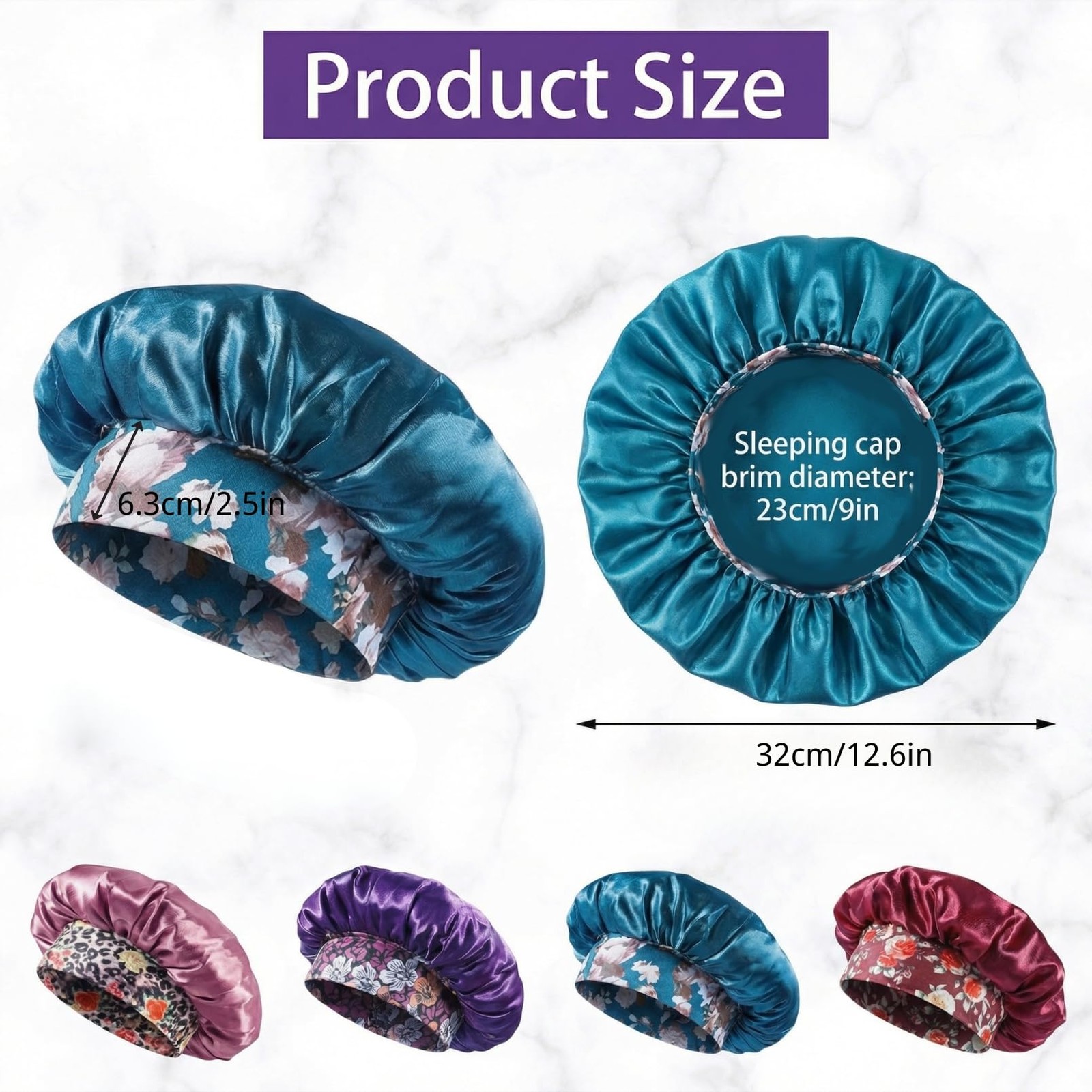Gdotmely 4 Pack Satin Bonnet Silk for Sleeping Women, Large Multicolor