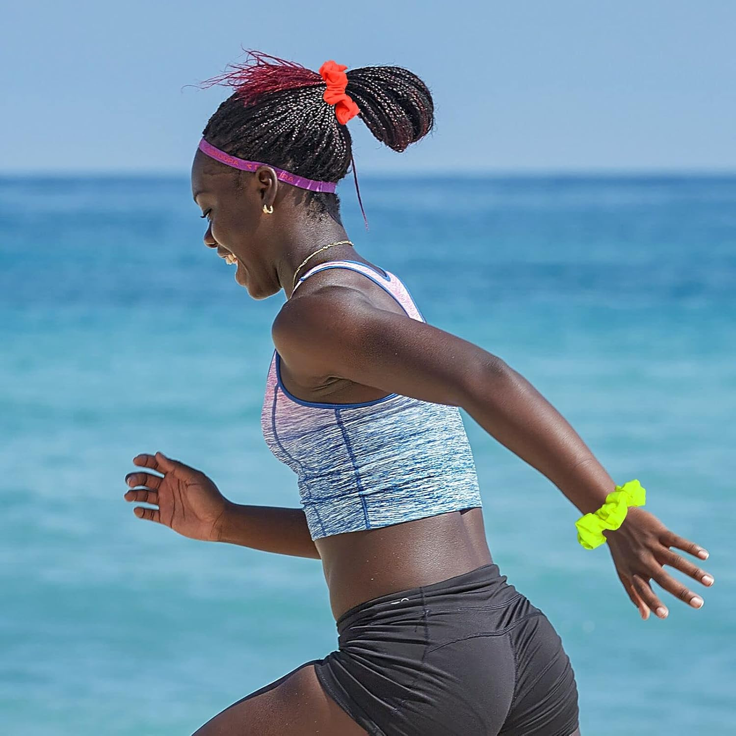 Waterproof Neon Scrunchies Gym Scrunchie – Water-resistant Hair Ties Pool scrunc