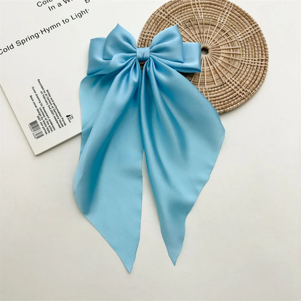 Ladies Satin Large White pink Red Blue Black Ribbon bow Oversized bow Long tail
