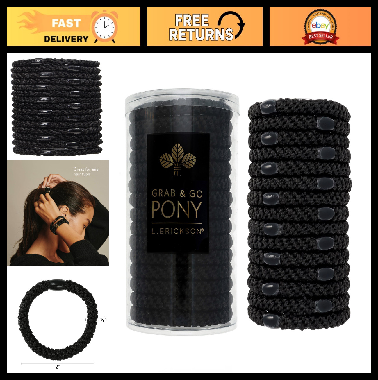 Thick Hair No-Crease Ponytail Holders – 15 Pack Neutral Tones, Damage-Free Bands